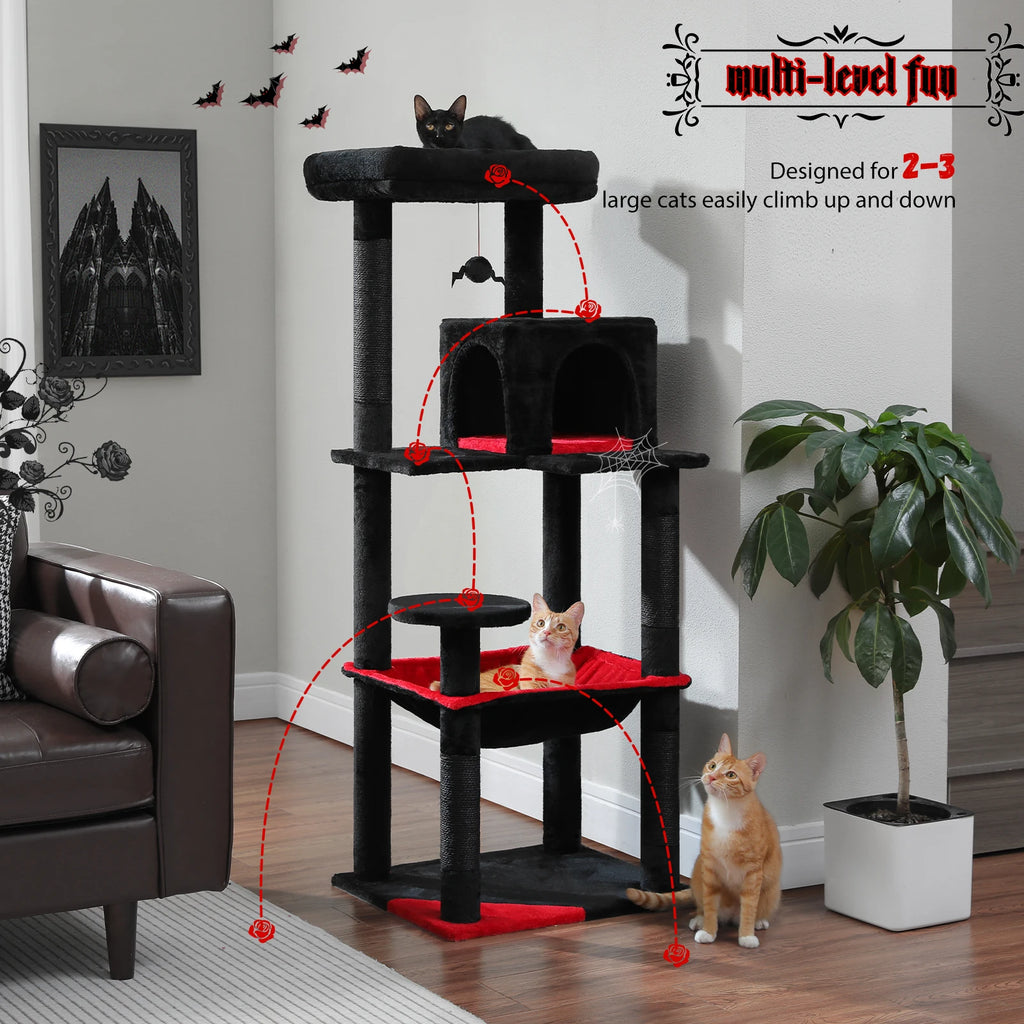 5-Level Cat Tree Tower – Large Hammock, Sisal Posts & Cozy Condo