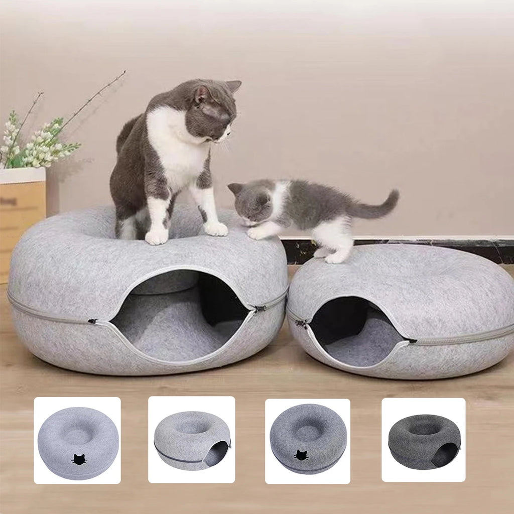 Round Cat Bed – Cozy Oxford Fabric Pet Bed for Cats & Small Dogs
