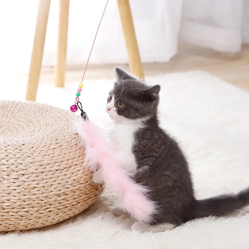 Cat Feather Teaser Wand with Bell