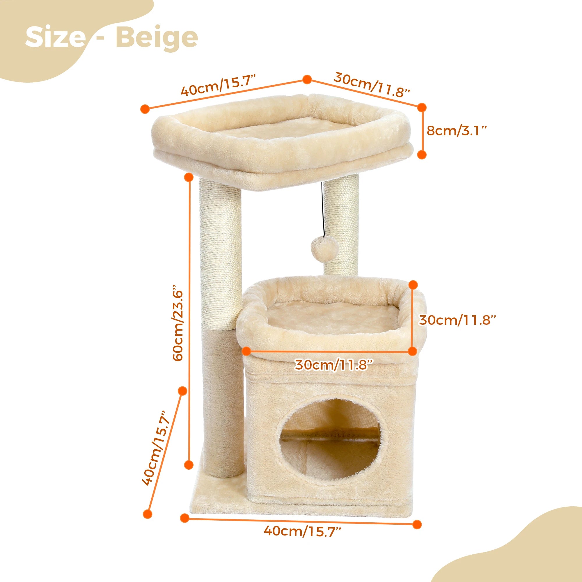 Multi-Level Cat Tree Tower – Sisal Scratching Posts, Condo & Top Perch for Indoor Cats