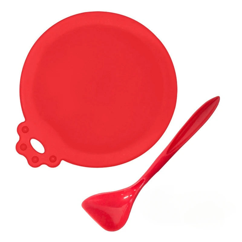 Silicone Pet Can Lid & Spoon Set — Keep Pet Food Fresh