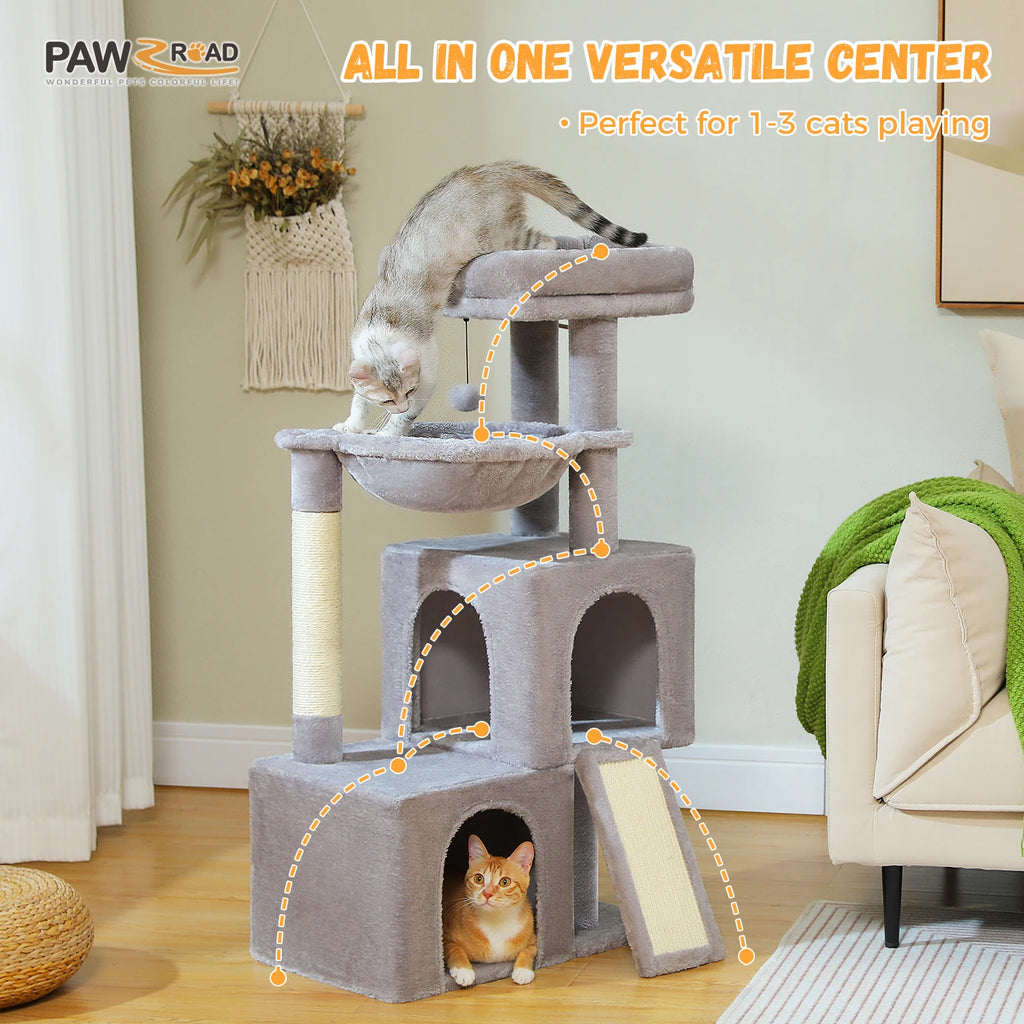 Multi-Level Cat Tree Tower – Sisal Scratching Posts, Condo & Top Perch for Indoor Cats
