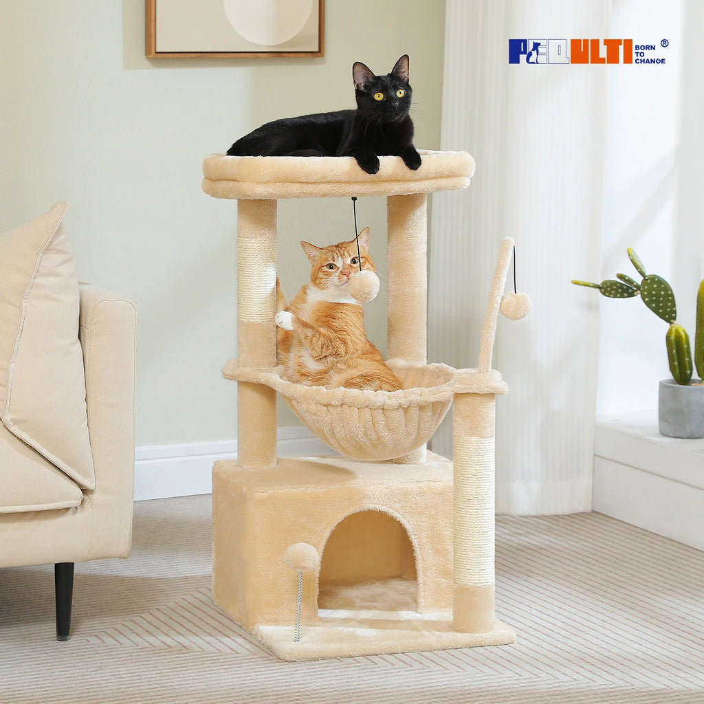 Multi-Level Cat Tree Tower – Sisal Scratching Posts, Condo & Top Perch for Indoor Cats