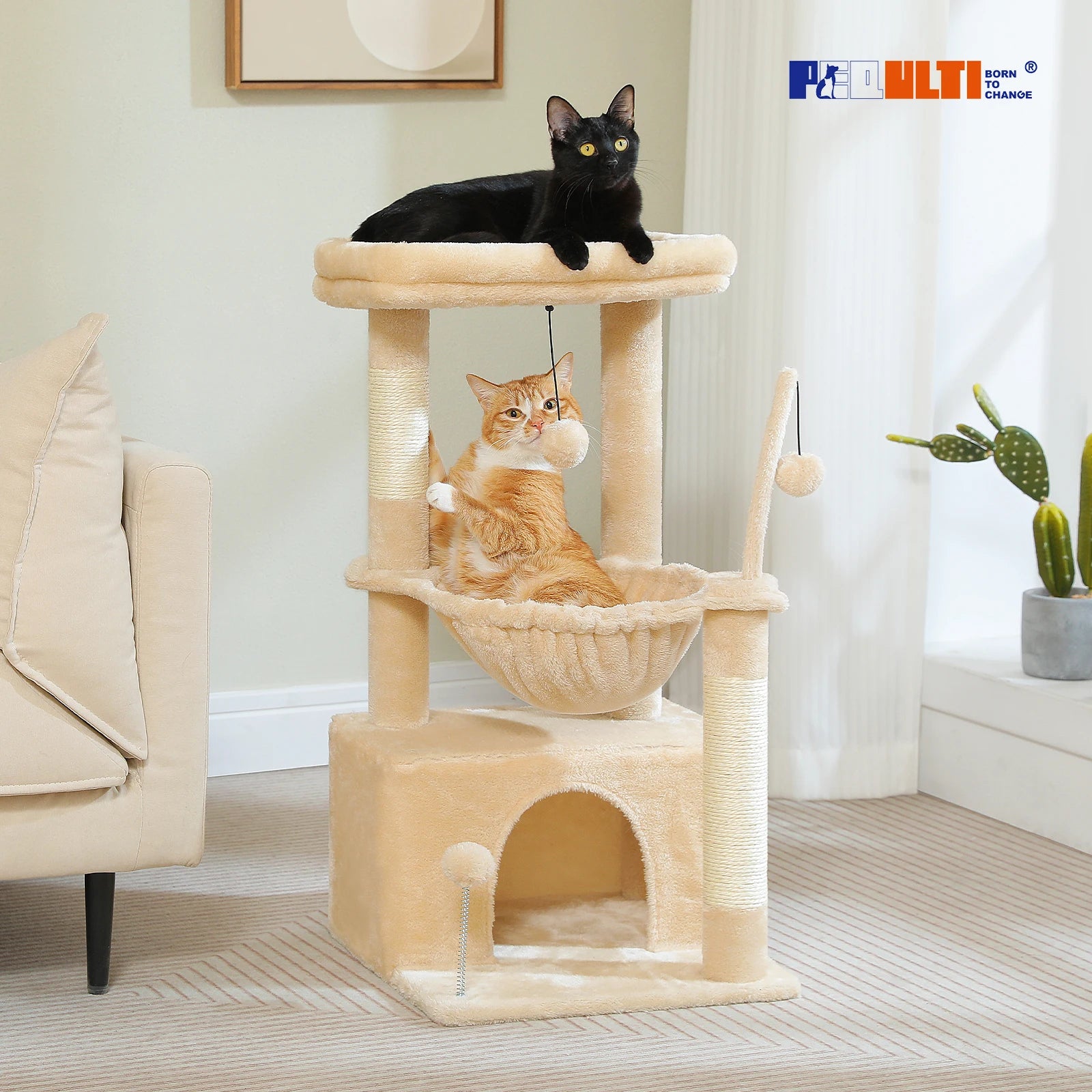 Multi-Level Cat Tree Tower – Sisal Scratching Posts, Condo & Top Perch for Indoor Cats