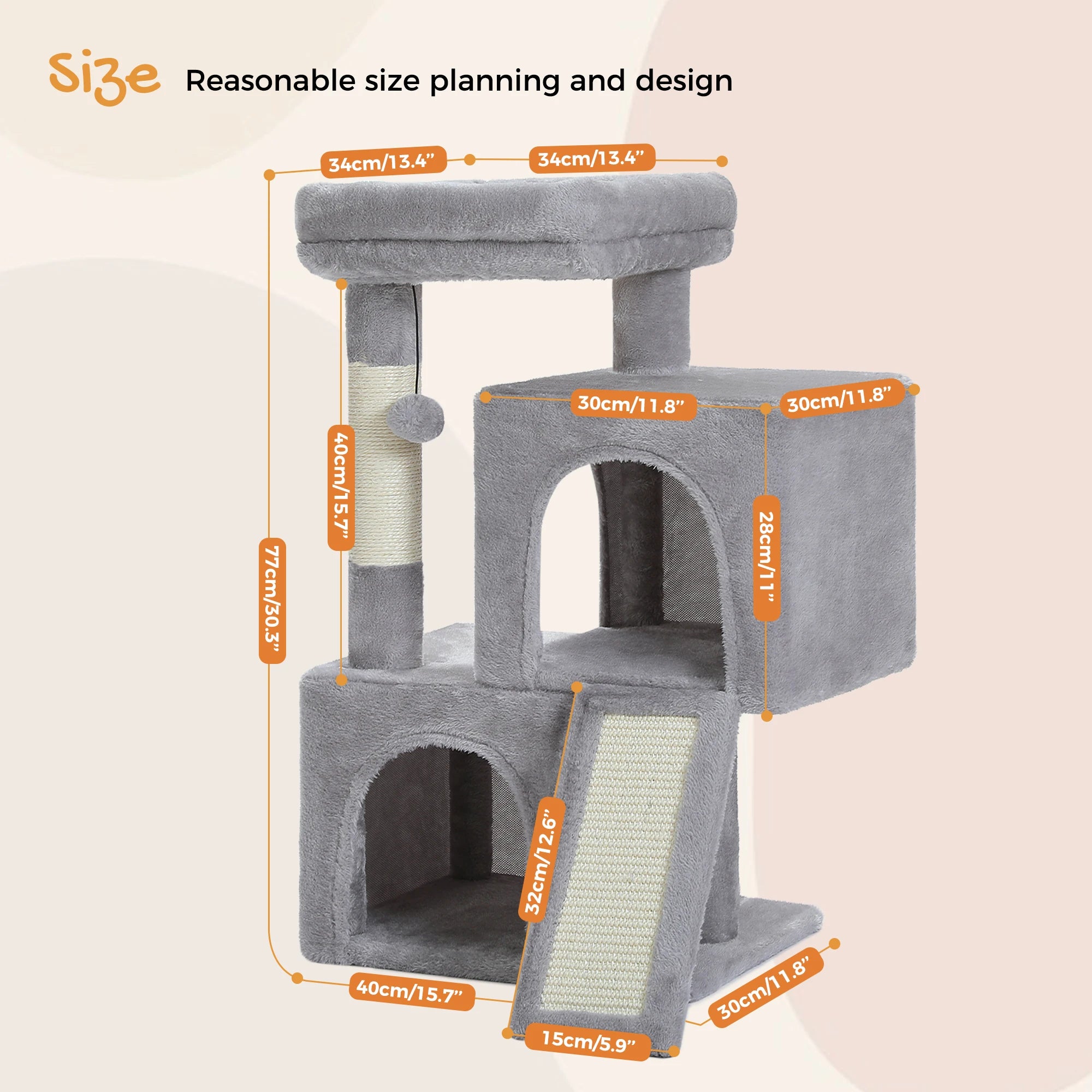 Multi-Level Cat Tree Tower – Sisal Scratching Posts, Condo & Top Perch for Indoor Cats