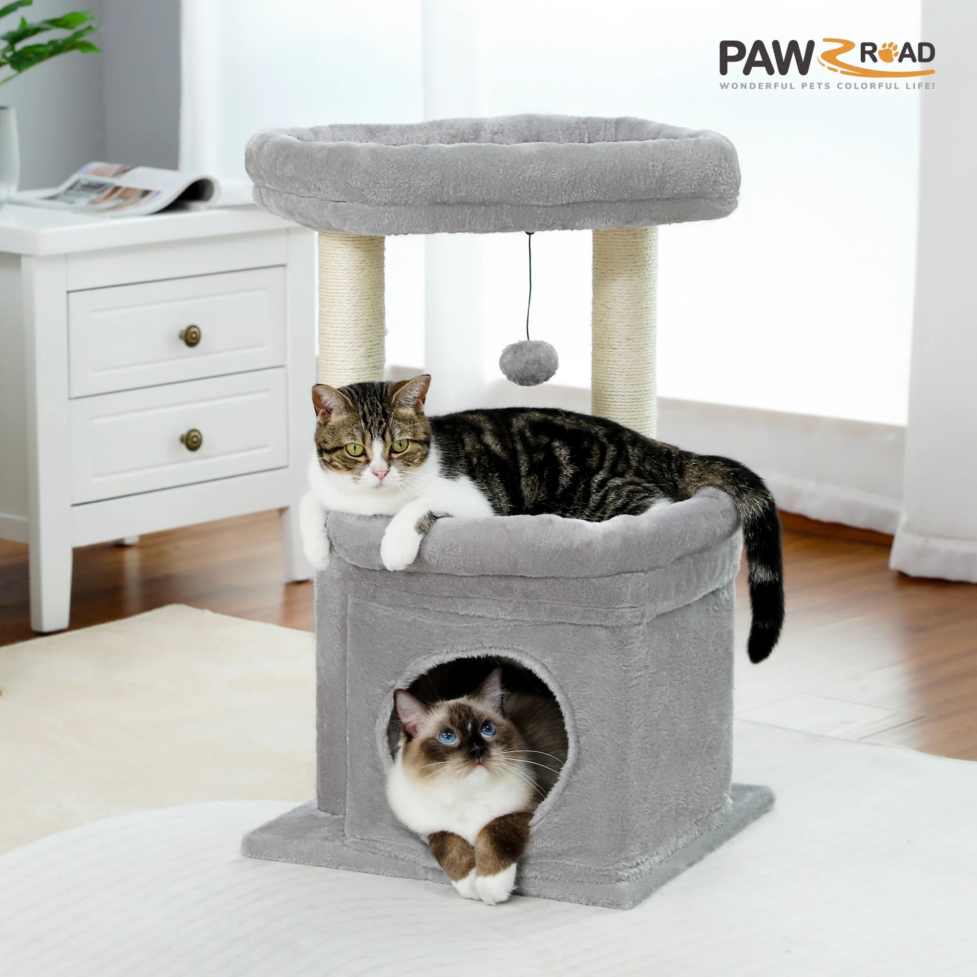 Multi-Level Cat Tree Tower – Sisal Scratching Posts, Condo & Top Perch for Indoor Cats