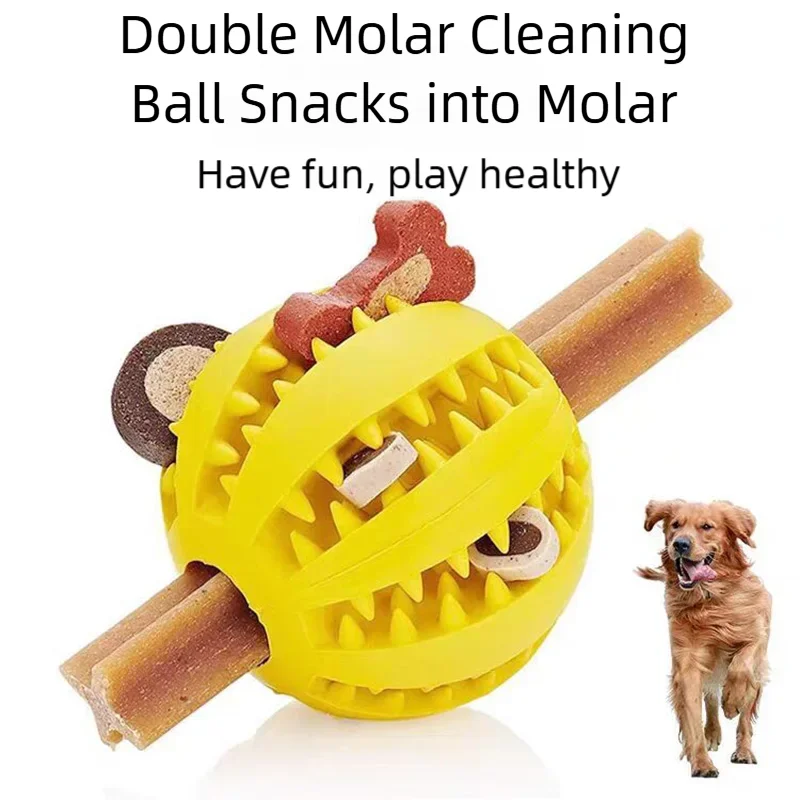 Dog Teeth Cleaning Chew Ball — Durable Rubber Interactive Toy