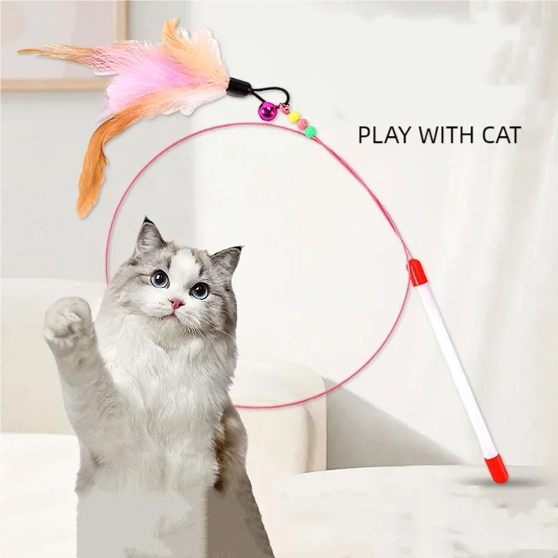 Cat Feather Teaser Wand with Bell