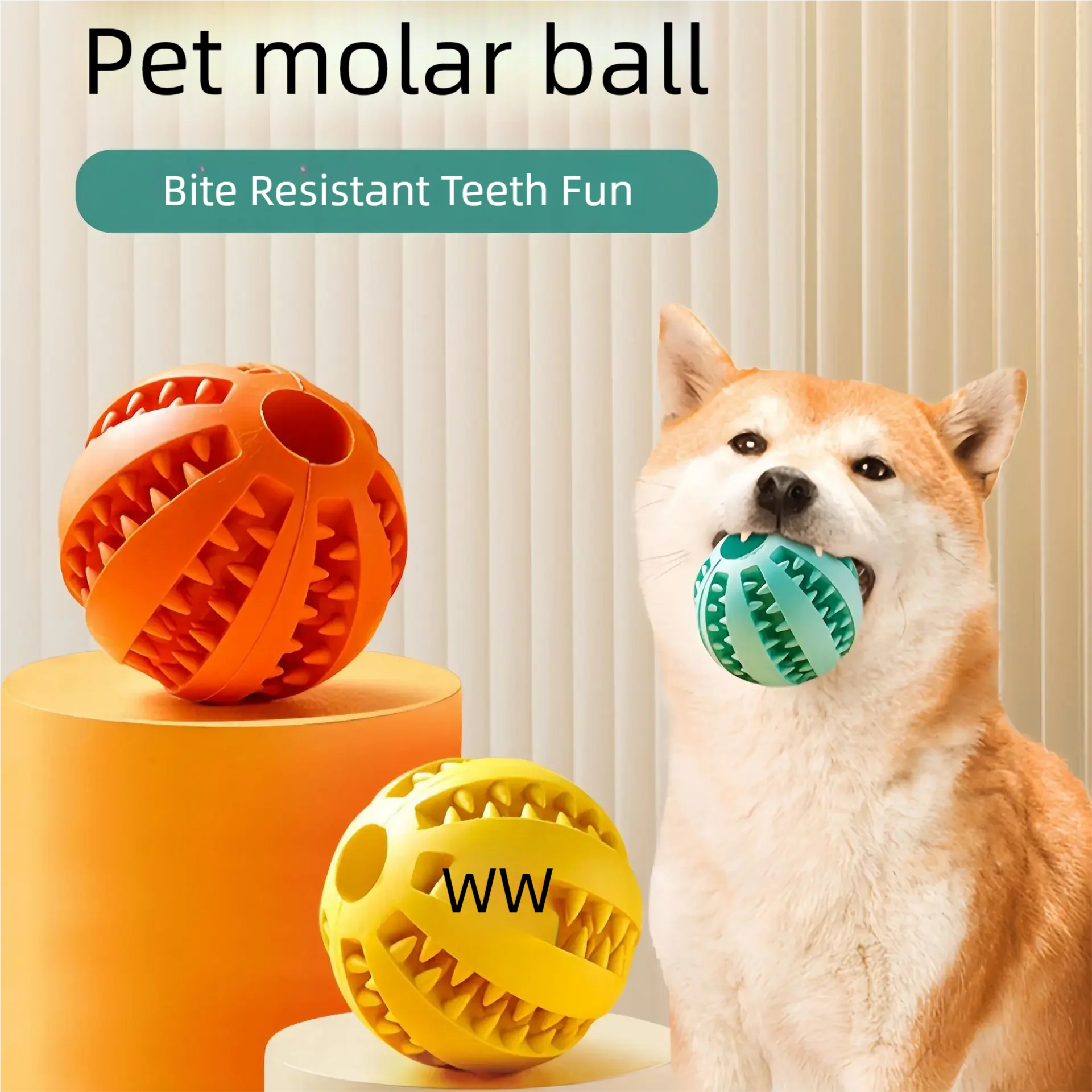 Dog Teeth Cleaning Chew Ball — Durable Rubber Interactive Toy