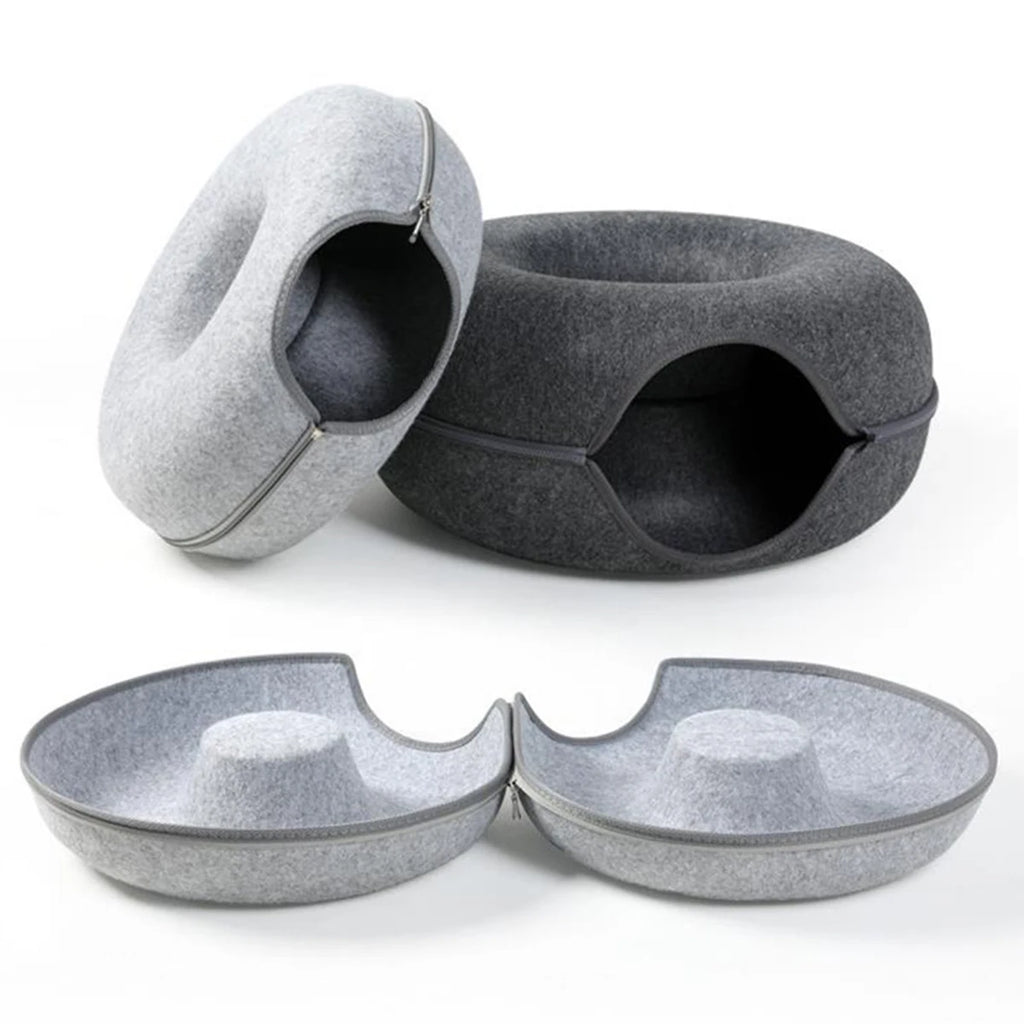 Round Cat Bed – Cozy Oxford Fabric Pet Bed for Cats & Small Dogs