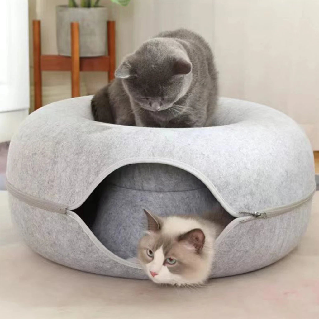 Round Cat Bed – Cozy Oxford Fabric Pet Bed for Cats & Small Dogs