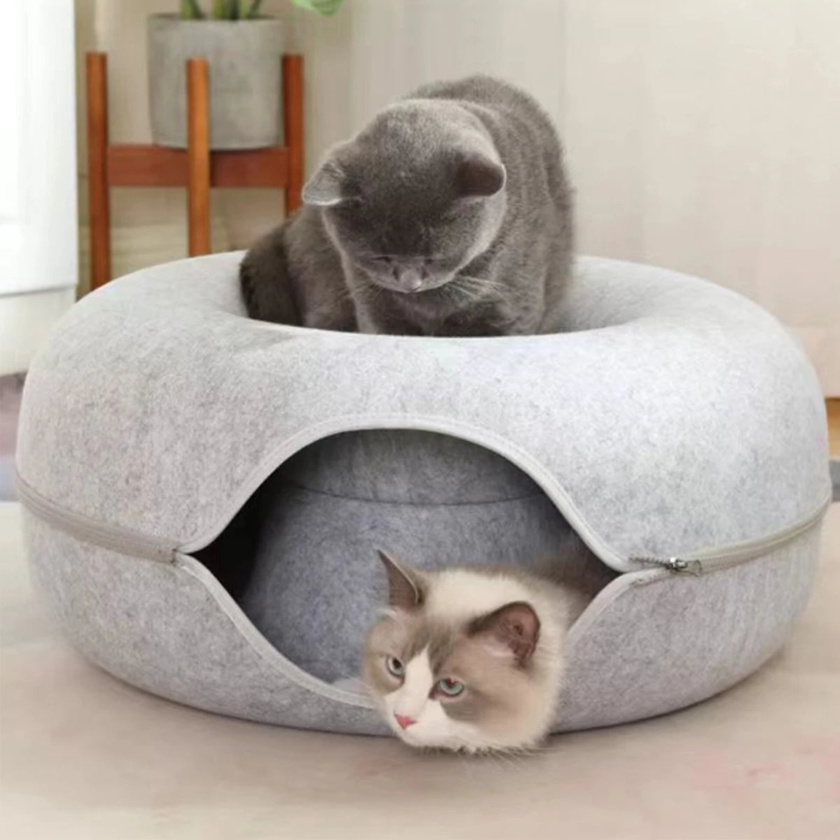 Round Cat Bed – Cozy Oxford Fabric Pet Bed for Cats & Small Dogs