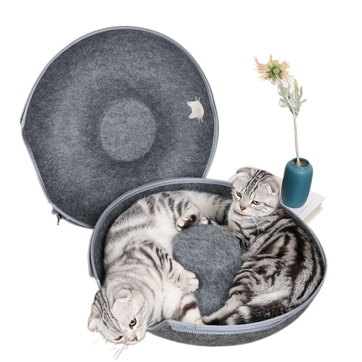 Round Cat Bed – Cozy Oxford Fabric Pet Bed for Cats & Small Dogs