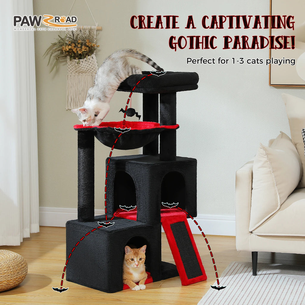 Multi-Level Cat Tree Tower – Sisal Scratching Posts, Condo & Top Perch for Indoor Cats