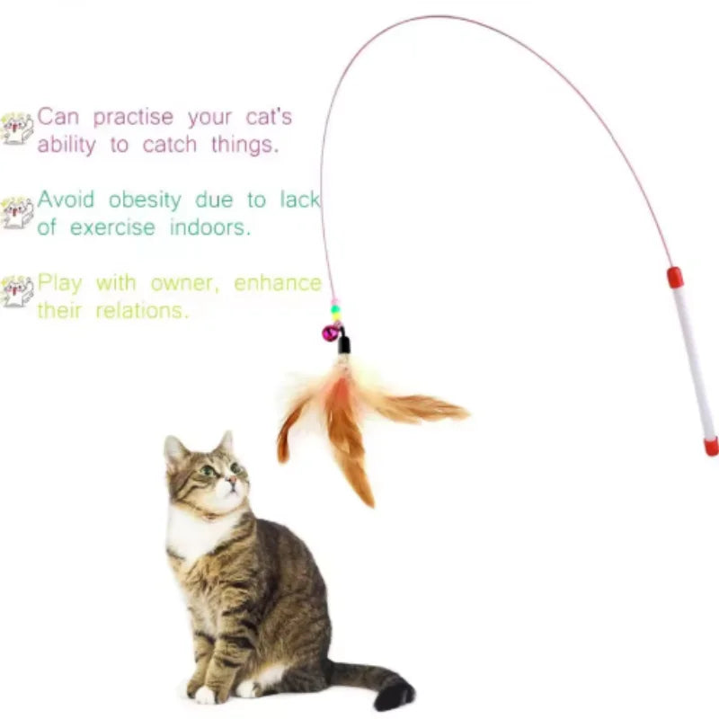 Cat Feather Teaser Wand with Bell