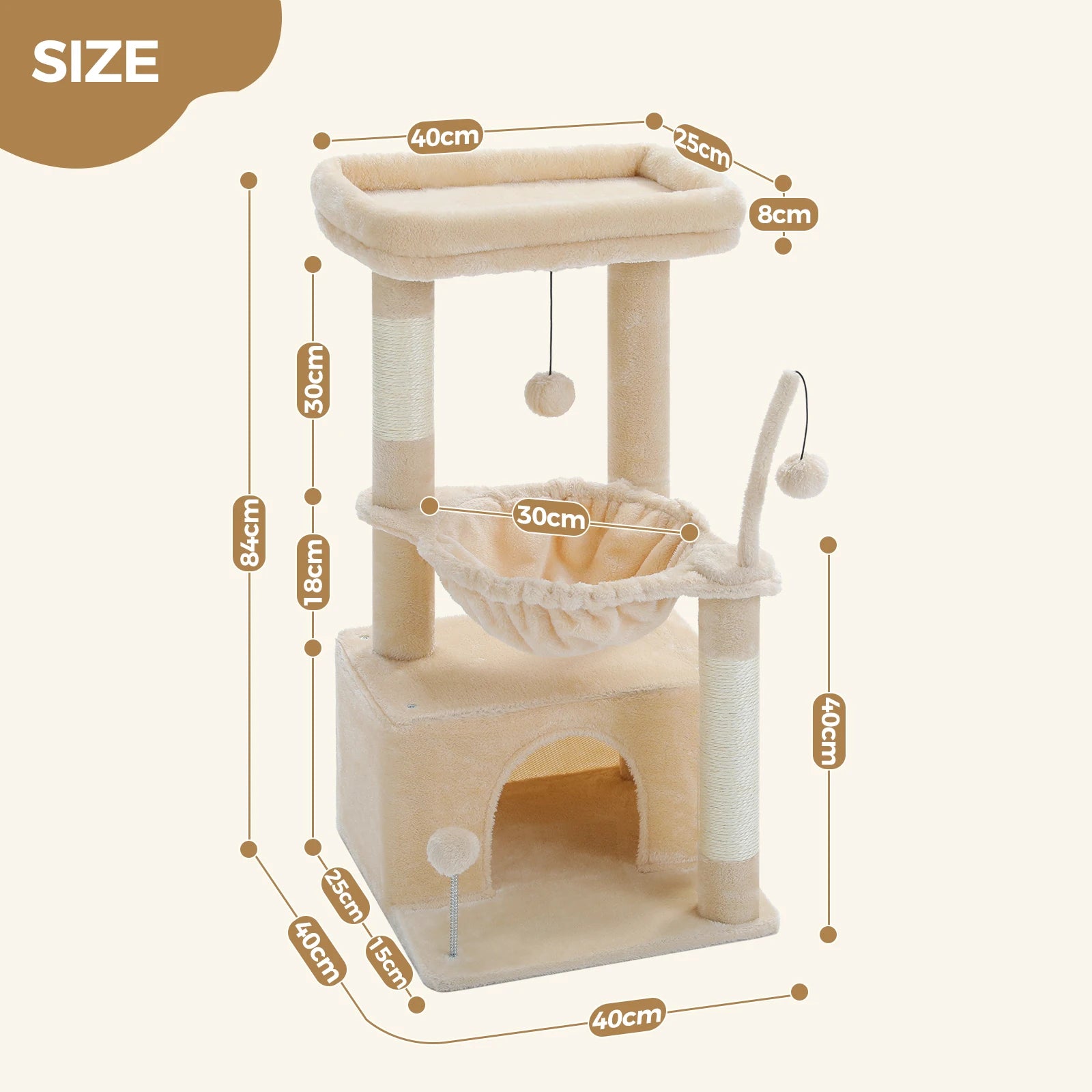 Multi-Level Cat Tree Tower – Sisal Scratching Posts, Condo & Top Perch for Indoor Cats