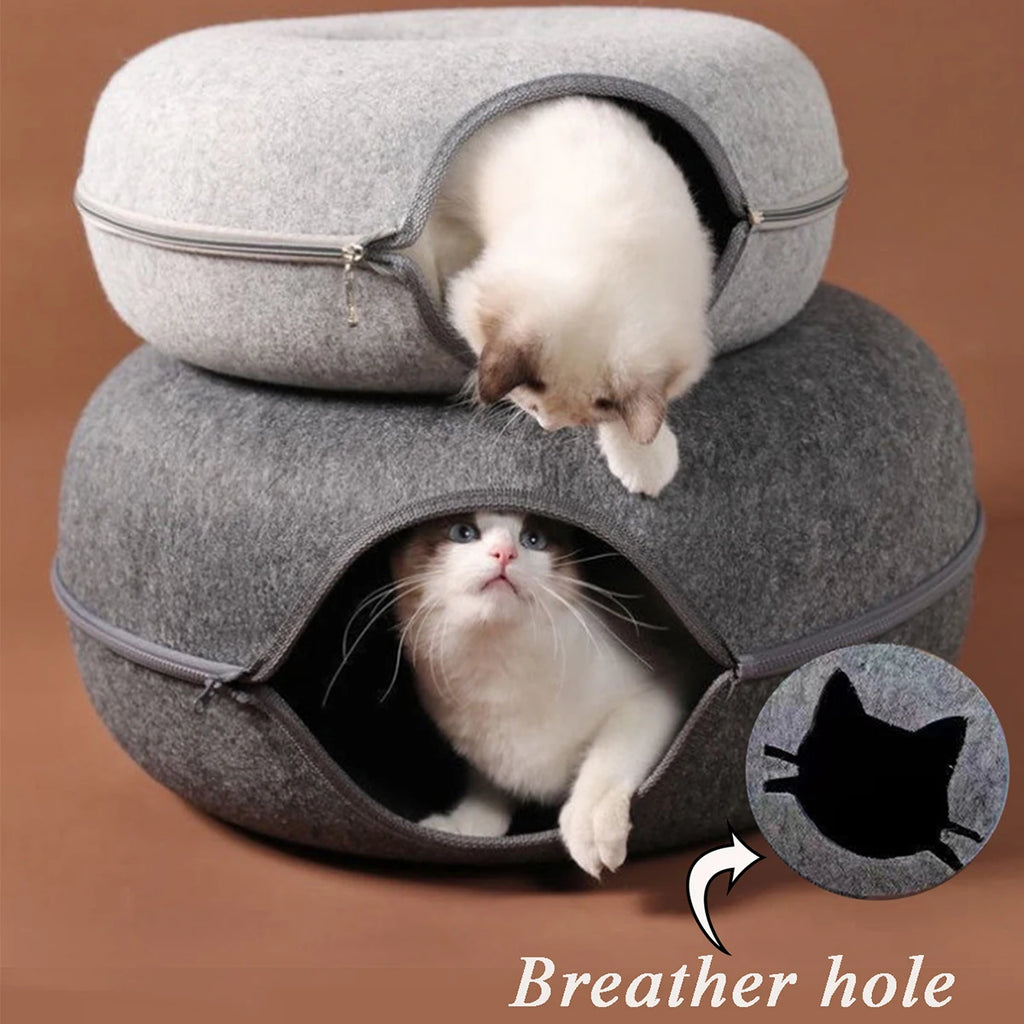 Round Cat Bed – Cozy Oxford Fabric Pet Bed for Cats & Small Dogs