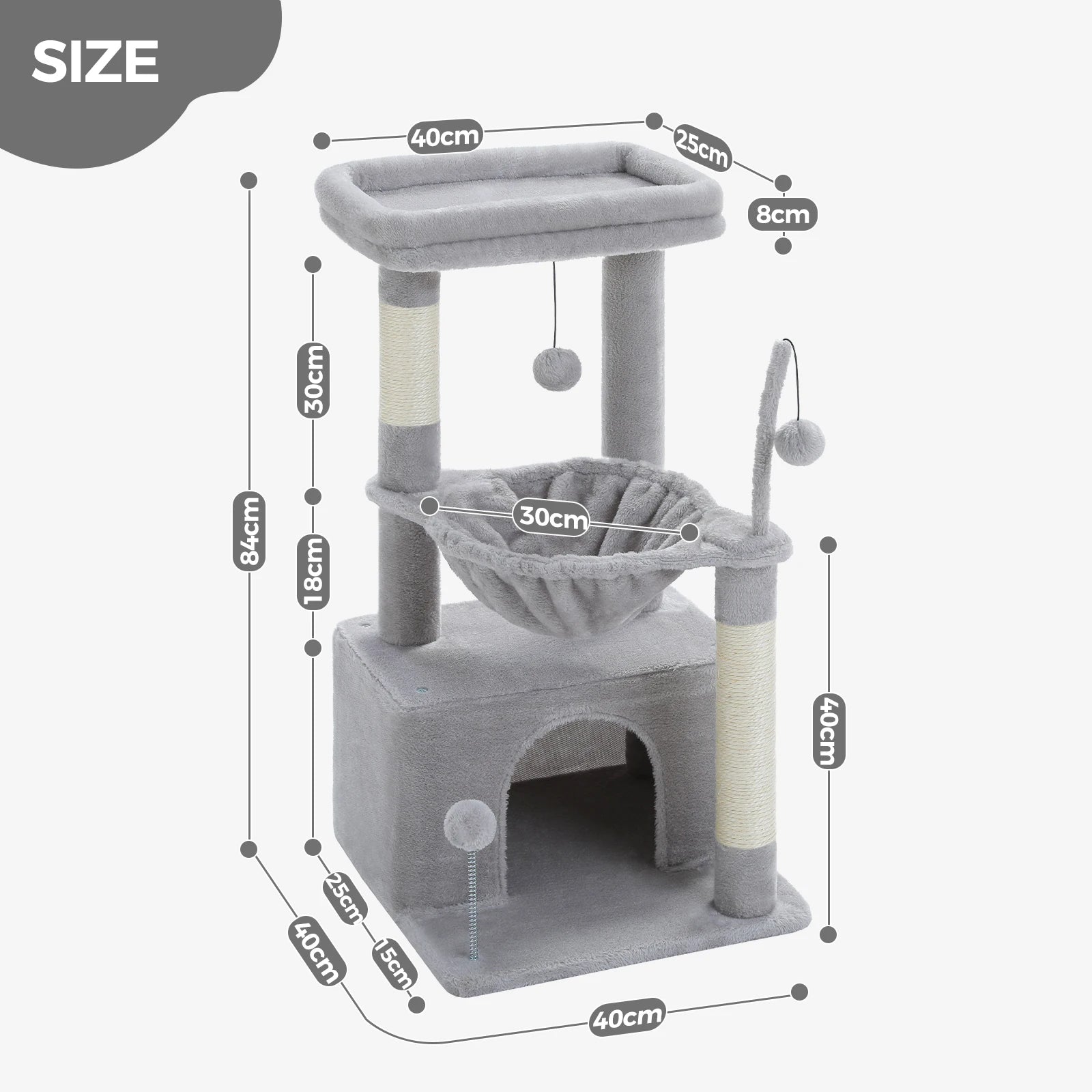 Multi-Level Cat Tree Tower – Sisal Scratching Posts, Condo & Top Perch for Indoor Cats