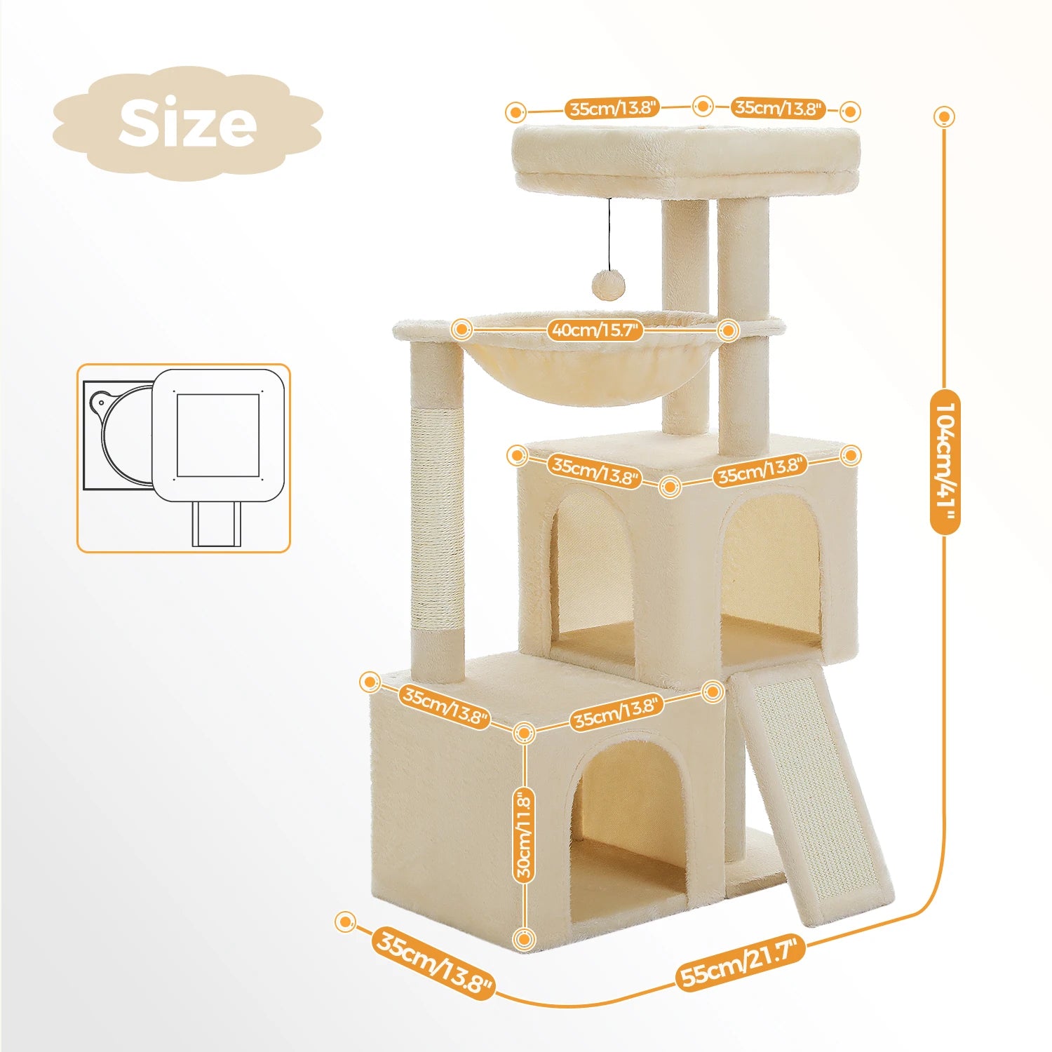 Multi-Level Cat Tree Tower – Sisal Scratching Posts, Condo & Top Perch for Indoor Cats