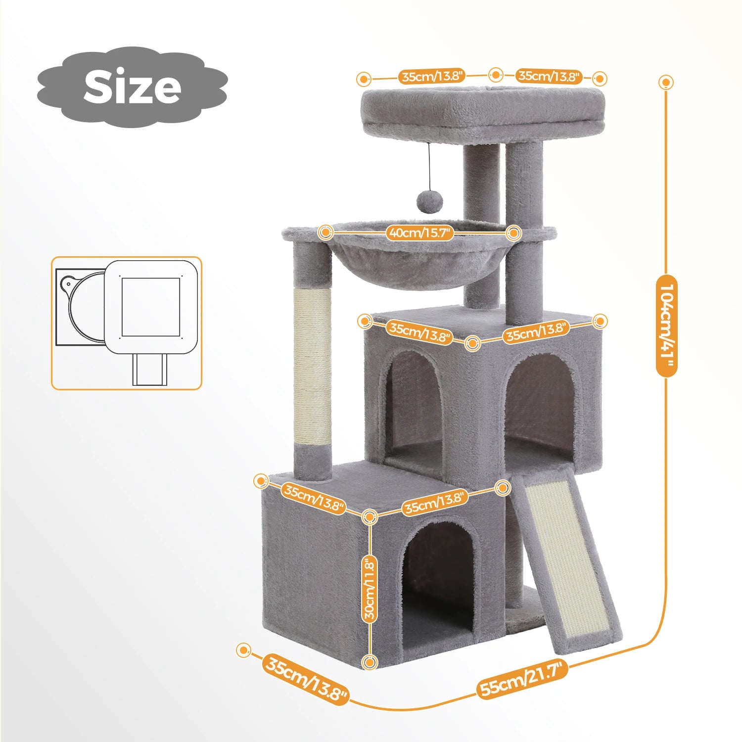 Multi-Level Cat Tree Tower – Sisal Scratching Posts, Condo & Top Perch for Indoor Cats