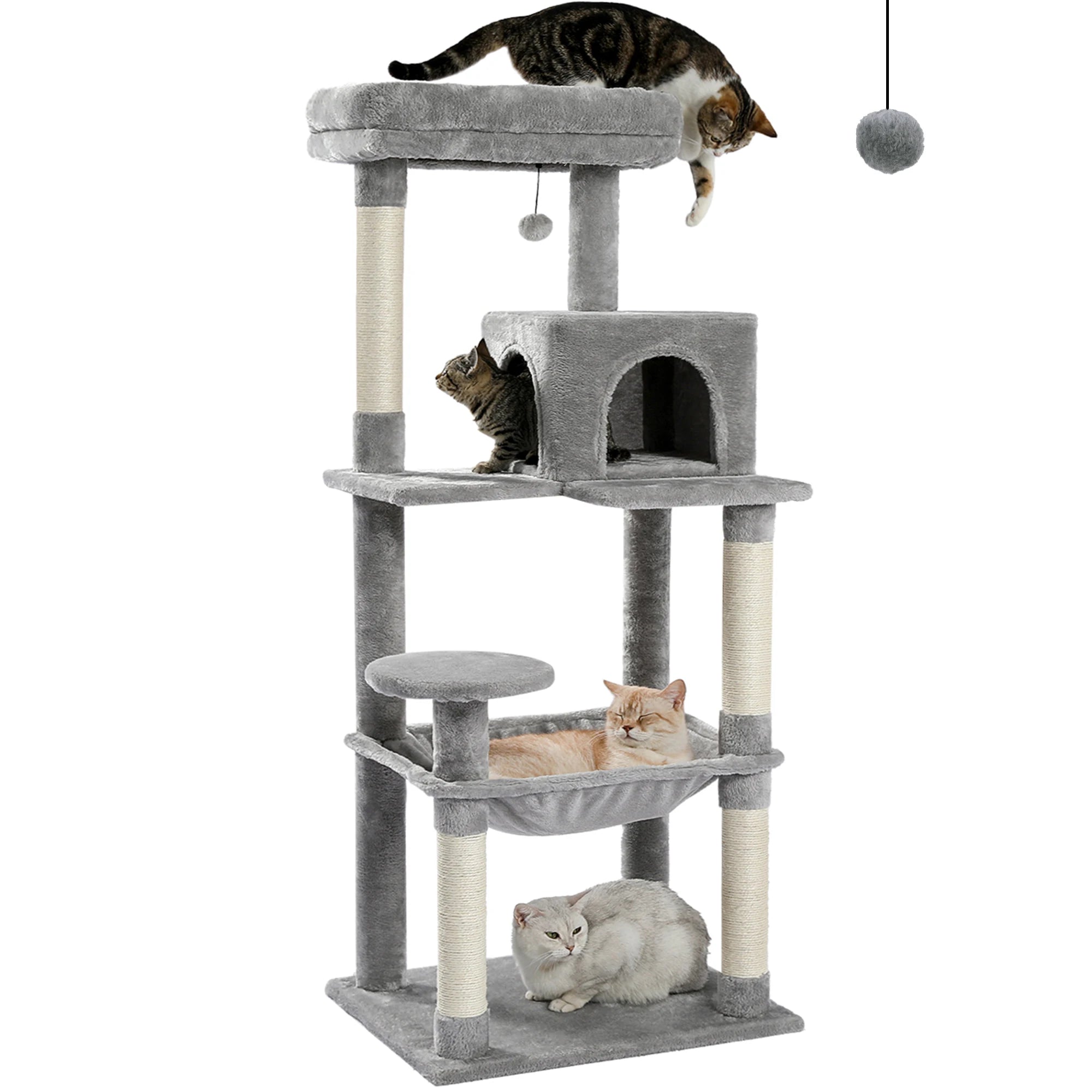 5-Level Cat Tree Tower – Large Hammock, Sisal Posts & Cozy Condo
